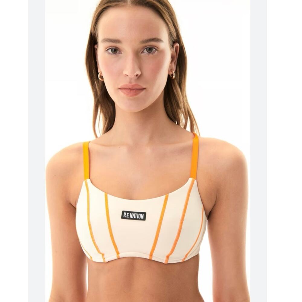 P.E. Nation Fairway Sports Bra Pearled Ivory Cream Orange women’s size small